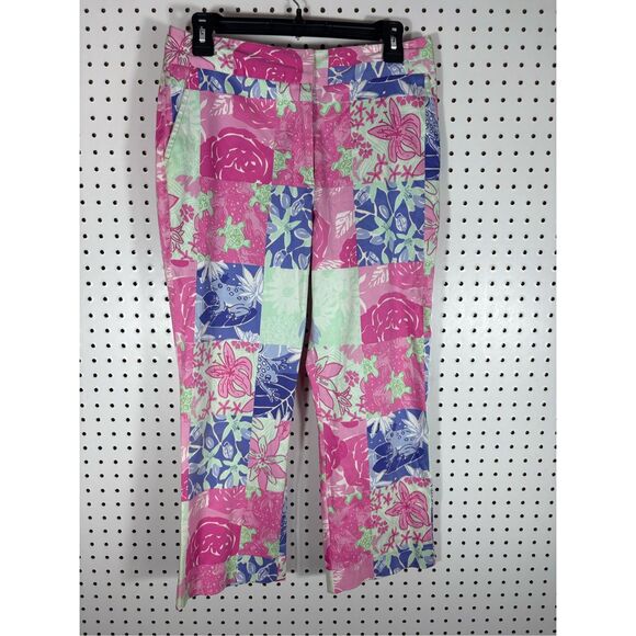 Lilly Pulitzer patchwork multi print trousers size 6 - Picture 1 of 8